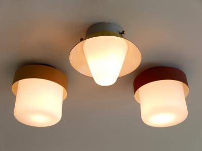 Set of Three Rare Lovely Ceiling Fixtures or Flush Mounts Germany 1960s
