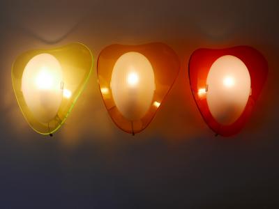 Set of Three Rare Mid Century Modern Lucite Sconces Candies 1960s Germany