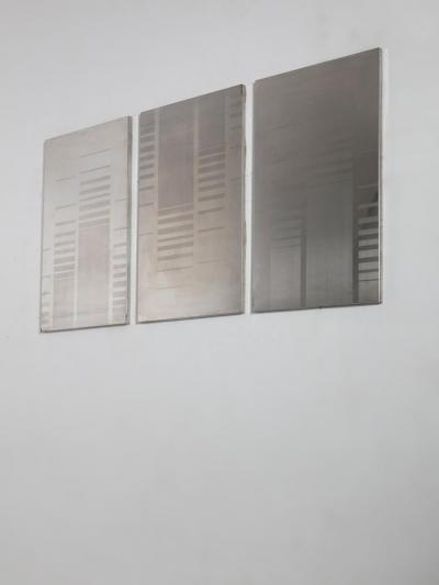 Set of Three Steel Oxidized Wall Panels