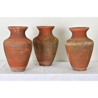 Set of Three Terracotta Pots