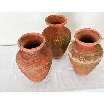 Set of Three Terracotta Pots