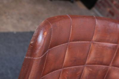 Set of Three Vintage Italian Steel and Iron Barstools with Leatherette Seats
