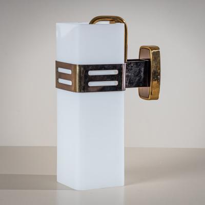 Set of Three Wall Sconces in Opaline Glass and Brass by Stilnovo Milan Italy