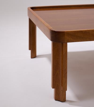 Set of Three Walnut Stacking Low Tables Italy 1970s