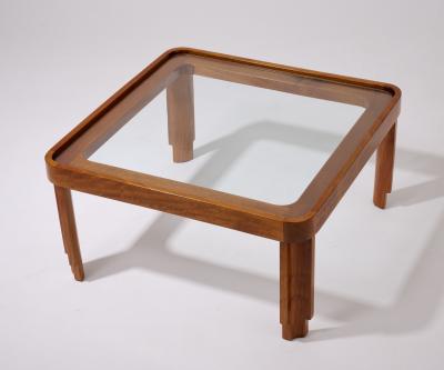 Set of Three Walnut Stacking Low Tables Italy 1970s