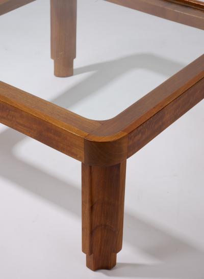 Set of Three Walnut Stacking Low Tables Italy 1970s