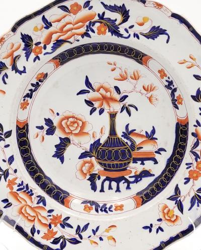 Set of Twelve Auckland Pattern Ironstone Soup Bowls England circa 1835