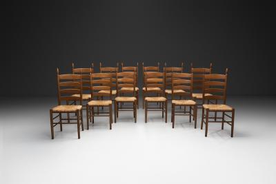 Set of Twelve Beech Ladderback Dining Chairs Europe Mid 20th Century