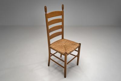 Set of Twelve Beech Ladderback Dining Chairs Europe Mid 20th Century