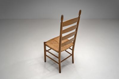 Set of Twelve Beech Ladderback Dining Chairs Europe Mid 20th Century