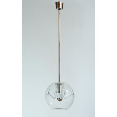 Set of Twelve Blown Glass Clear Pendant Lanterns
