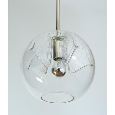 Set of Twelve Blown Glass Clear Pendant Lanterns