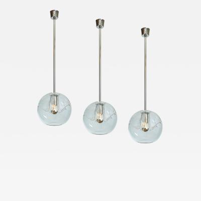 Set of Twelve Blown Glass Clear Pendant Lanterns