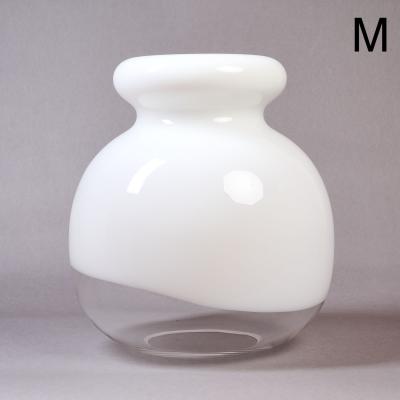 Set of Twelve Blown White and Clear Glass Pendant Lanterns Italy 1970s