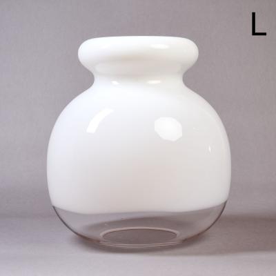 Set of Twelve Blown White and Clear Glass Pendant Lanterns Italy 1970s