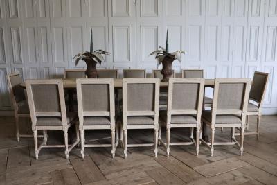 Set of Twelve French Square Back Louis XVI Chairs in Original Paint