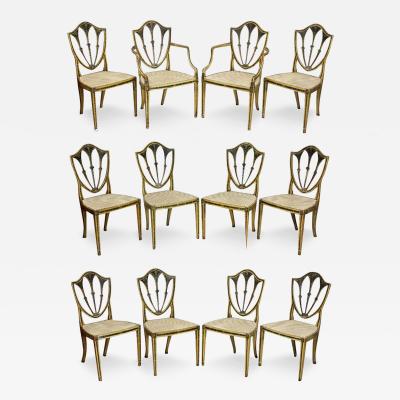Set of Twelve George III Painted Shield Back Dining Chairs
