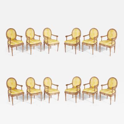 Set of Twelve Painted Italian Armchairs circa 1760