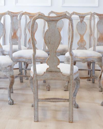Set of Twelve Swedish Rococo Chairs Lindome circa 1760