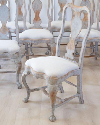 Set of Twelve Swedish Rococo Chairs Lindome circa 1760