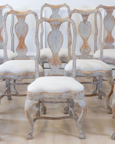 Set of Twelve Swedish Rococo Chairs Lindome circa 1760