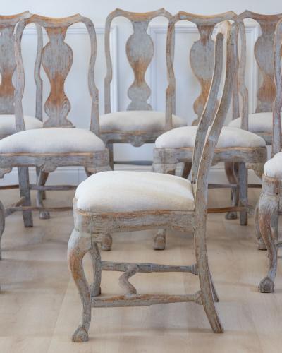 Set of Twelve Swedish Rococo Chairs Lindome circa 1760