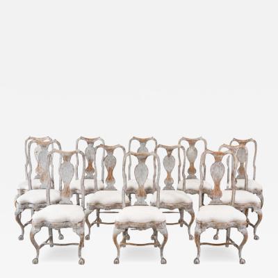 Set of Twelve Swedish Rococo Chairs Lindome circa 1760