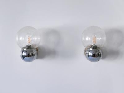 Set of Two Amazing Mid Century Modern Glass Metal Sconces Germany 1970s