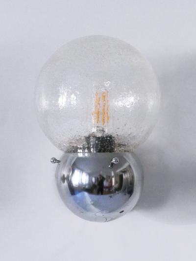 Set of Two Amazing Mid Century Modern Glass Metal Sconces Germany 1970s