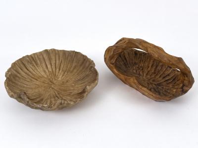 Set of Two Anthroposophical Hand Carved Wood Bowls 1960s