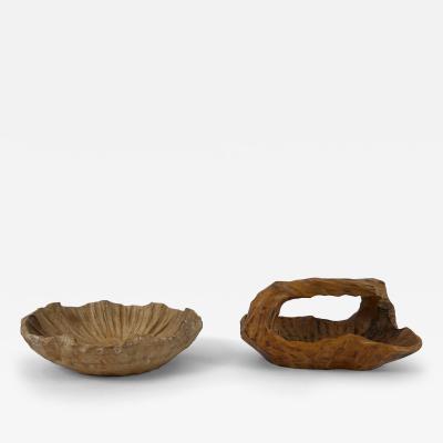 Set of Two Anthroposophical Hand Carved Wood Bowls 1960s