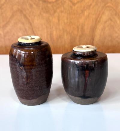 Set of Two Antique Japanese Ceramic Ko Seto Chaires