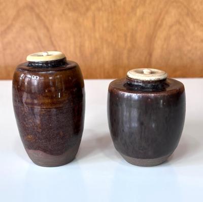 Set of Two Antique Japanese Ceramic Ko Seto Chaires