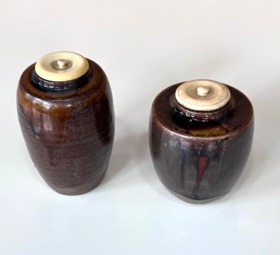Set of Two Antique Japanese Ceramic Ko Seto Chaires