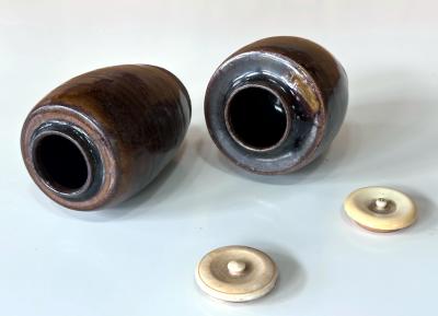 Set of Two Antique Japanese Ceramic Ko Seto Chaires