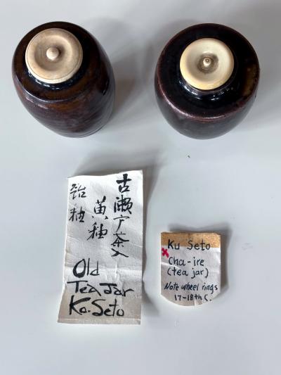 Set of Two Antique Japanese Ceramic Ko Seto Chaires