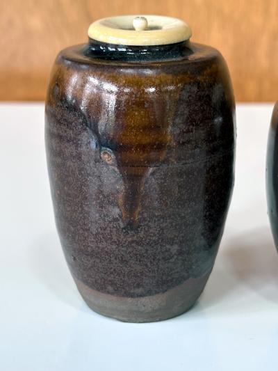 Set of Two Antique Japanese Ceramic Ko Seto Chaires