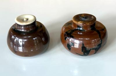 Set of Two Antique Japanese Ceramic Ko Seto Chaires