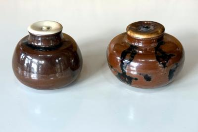 Set of Two Antique Japanese Ceramic Ko Seto Chaires