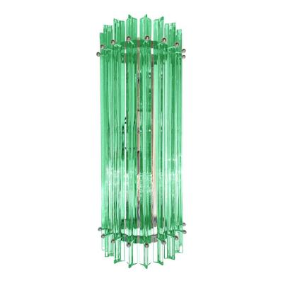Set of Two Contemporary Green Wather Triedro Murano Glass Wall Sconce