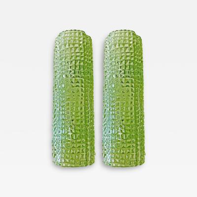Set of Two Contemporary Modern Green Crocodile Murano Glass Wall Sconces
