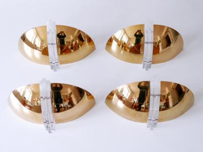Set of Two Elegant Gilt Brass Lucite Sconces or Wall Lights Germany 1980s