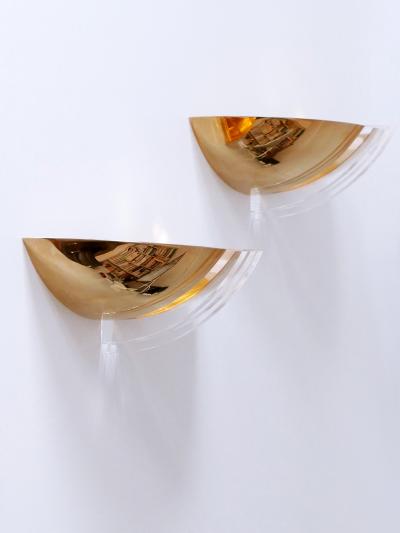 Set of Two Elegant Gilt Brass Lucite Sconces or Wall Lights Germany 1980s