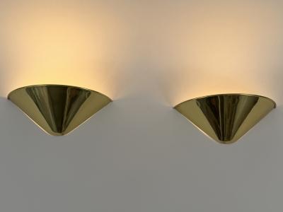 Set of Two Elegant Mid Century Modern Brass Sconces or Wall Lights Germany 1970s