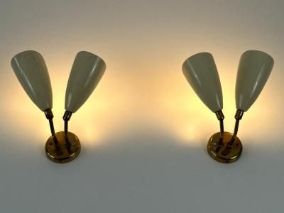 Set of Two Elegant Mid Century Modern Sconces or Wall Lamps Italy 1950s