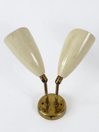 Set of Two Elegant Mid Century Modern Sconces or Wall Lamps Italy 1950s