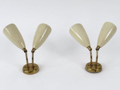 Set of Two Elegant Mid Century Modern Sconces or Wall Lamps Italy 1950s