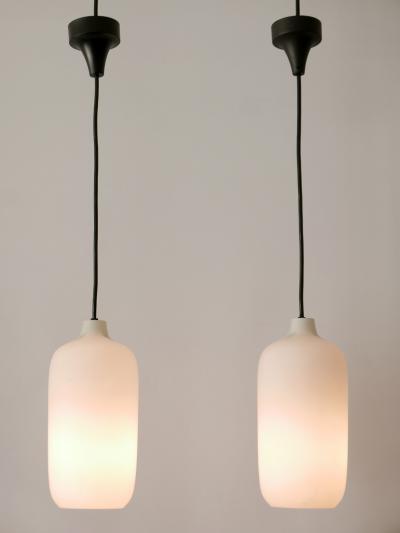Set of Two Elegant Scandinavian Opaline Glass Pendant Lamps 1960s