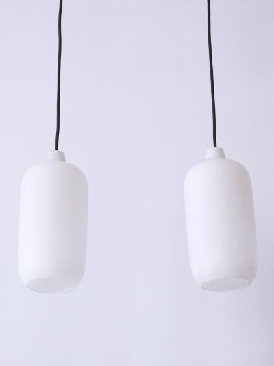 Set of Two Elegant Scandinavian Opaline Glass Pendant Lamps 1960s