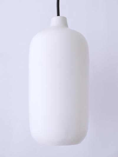 Set of Two Elegant Scandinavian Opaline Glass Pendant Lamps 1960s